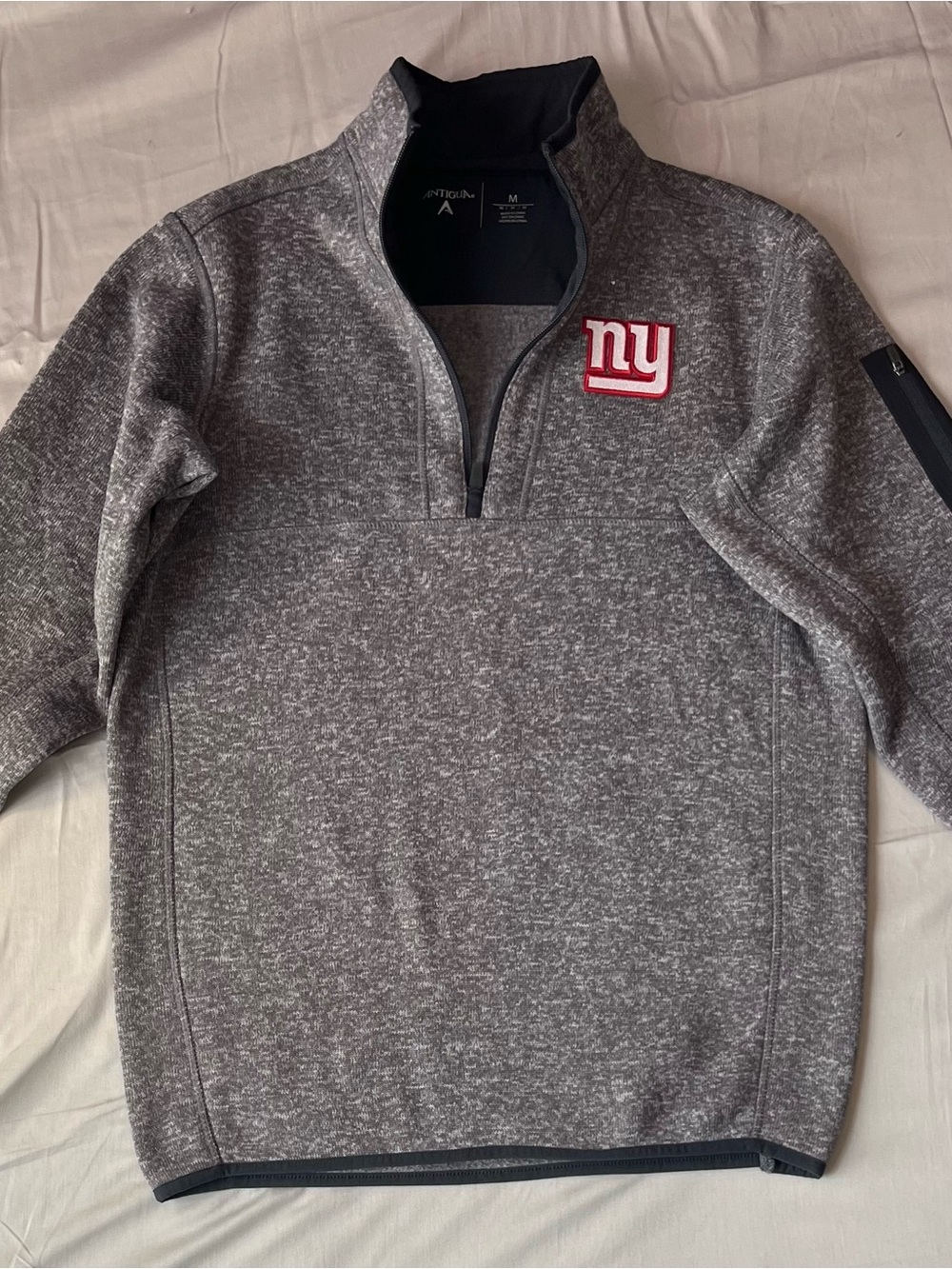 Antigua Gray & Black New York NY Quarter-Zip Pullover
